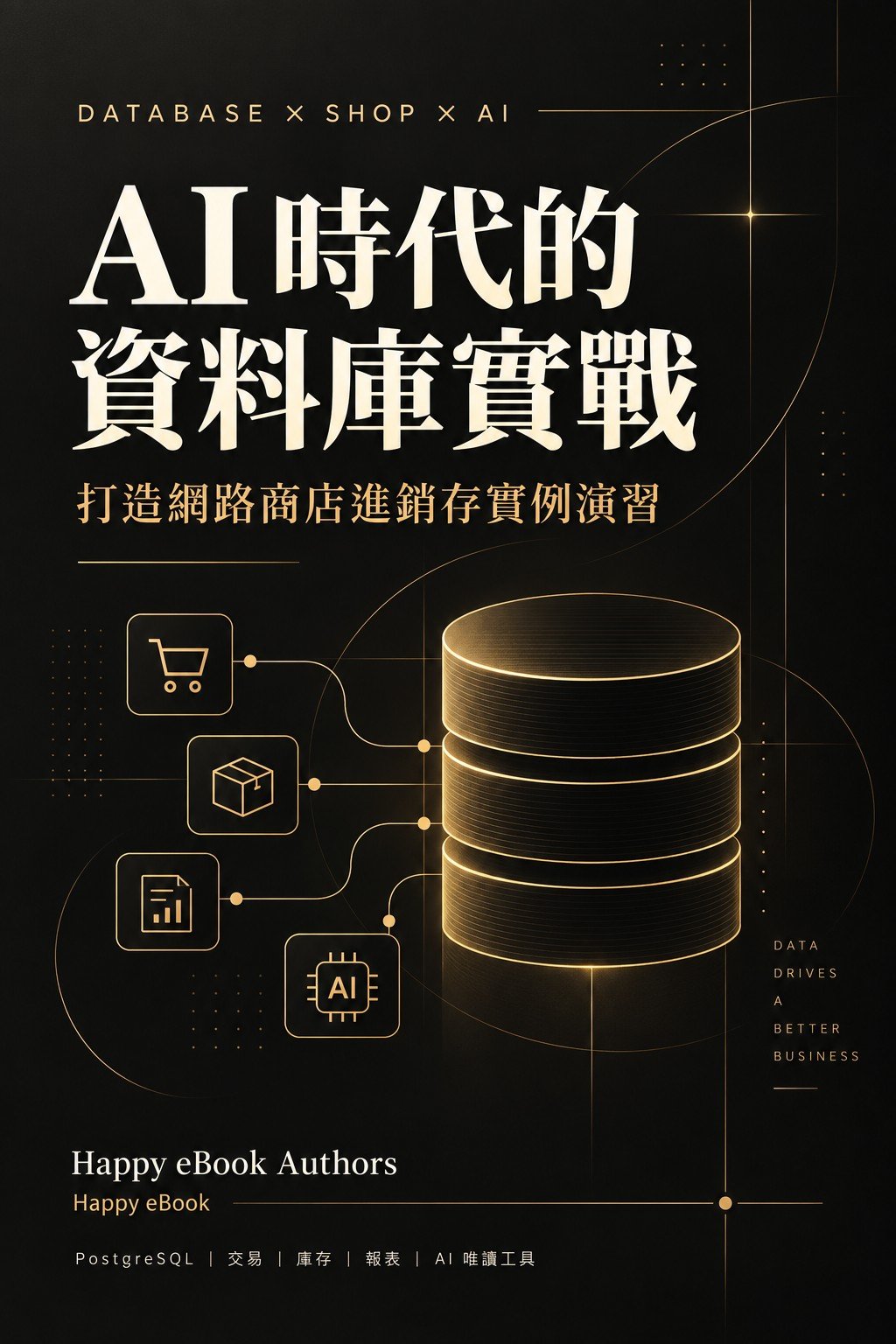 AI 時代的資料庫實戰：打造網路商店進銷存實例演習: 用 PostgreSQL 從商品、訂單、採購、庫存到可查證的 AI 店長助理 書封