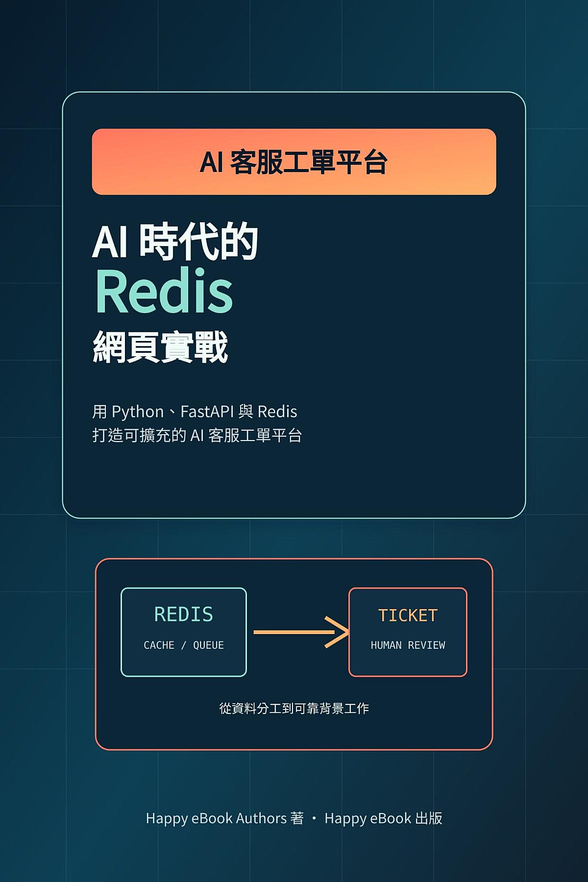 AI 時代的 Redis 網頁實戰: 用 Python、FastAPI 與 Redis 打造可擴充的 AI 客服工單平台 書封