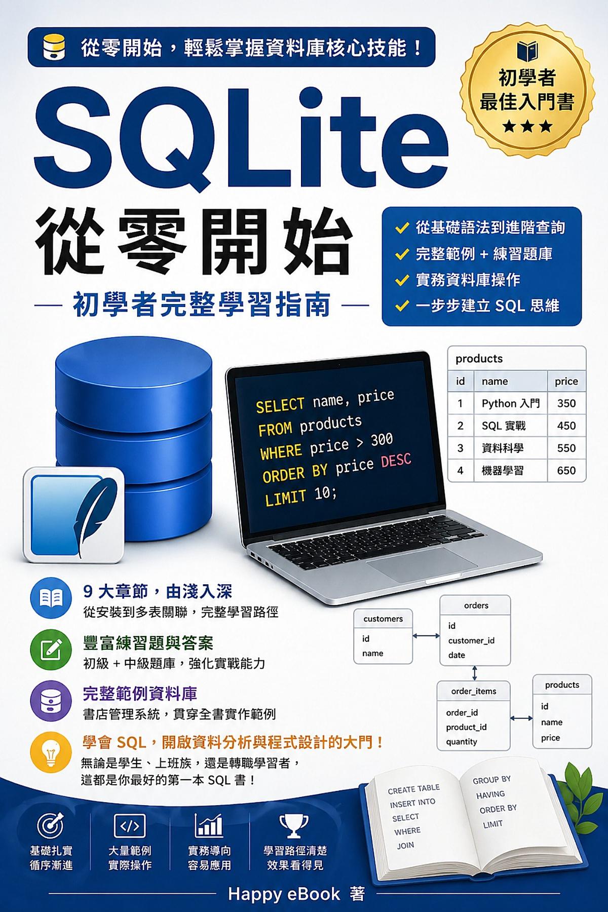 SQLite 從零開始：初學者完整學習指南 書封